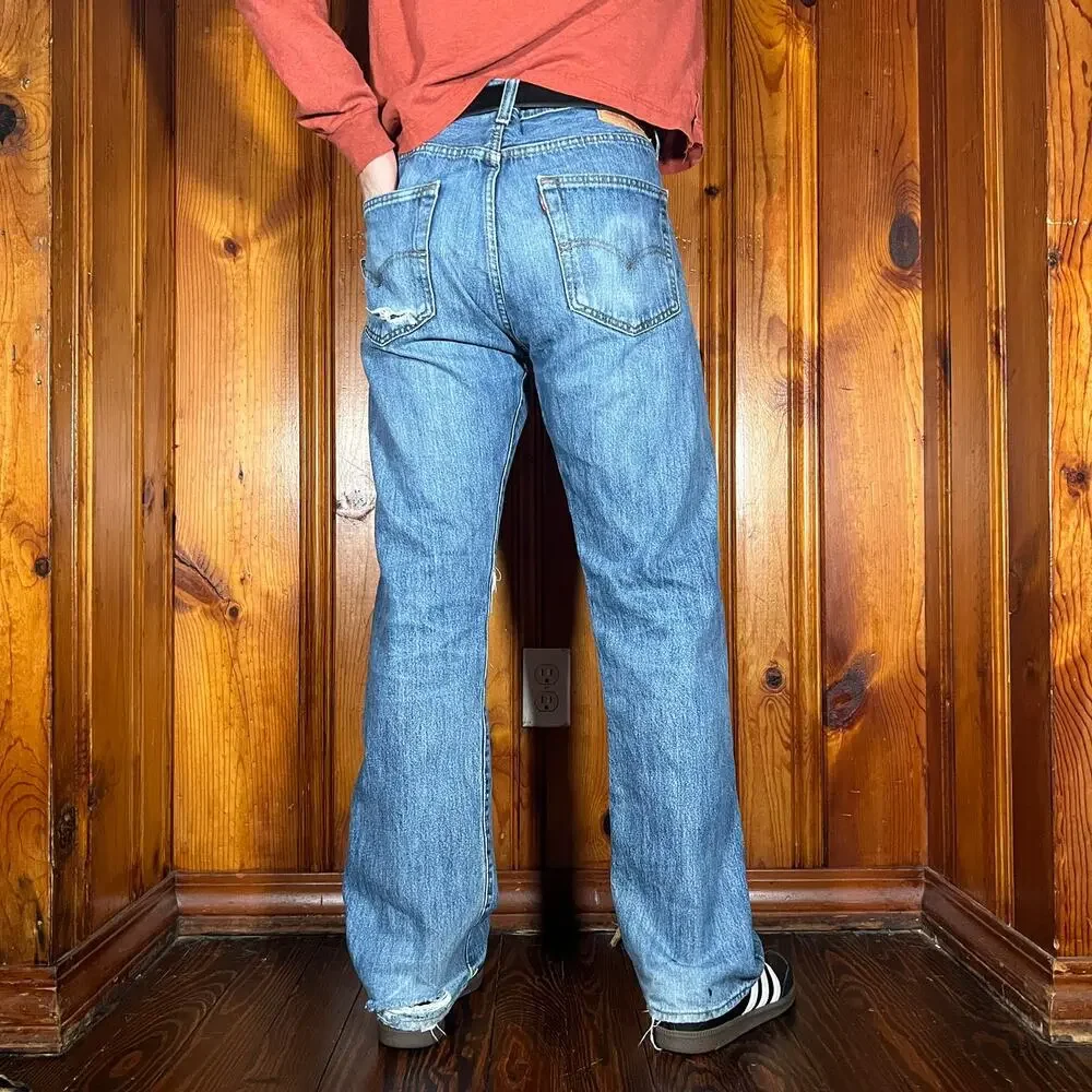 Levi's 501 36x32 Y2K Distressed Jeans Blue Regular